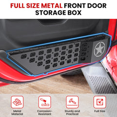 Durable metal construction of DIAMOOKY front door pockets withstands off-road use.