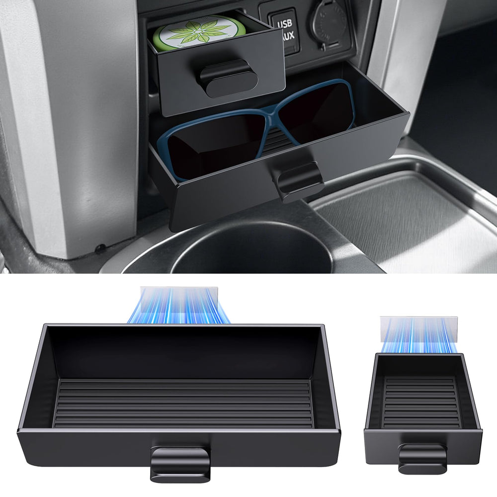 DIAMOOKY magnetic center console organizer for 4Runner, front view shows a two-piece set for tidy storage.