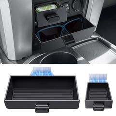 DIAMOOKY magnetic center console organizer for 4Runner, front view shows a two-piece set for tidy storage.