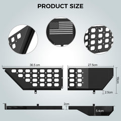 DIAMOOKY metal front door pocket panel two-pack ready for Jeep installation.