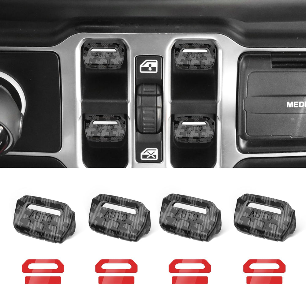 DIAMOOKY window switch cover demonstrates Wrangler JL fitment for seamless interior upgrade