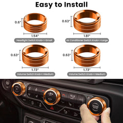 DIAMOOKY Wrangler JL/JT compatibility with multiple AC knob styles.