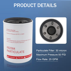 Label shows 25 GPM and 50 PSI flow ratings for DICMIC filter