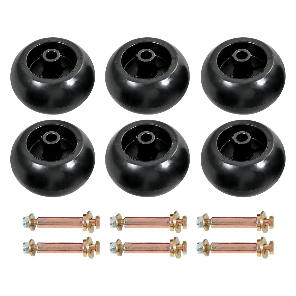DICMIC deck wheel kit front view improves deck stability during mowing.