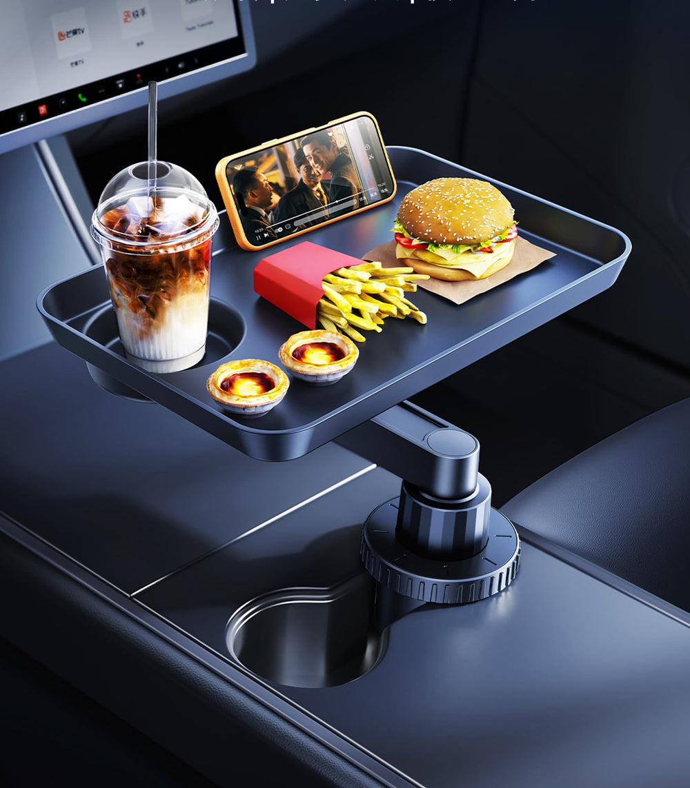 DICMKY car cup holder tray with spacious surface for meals and devices