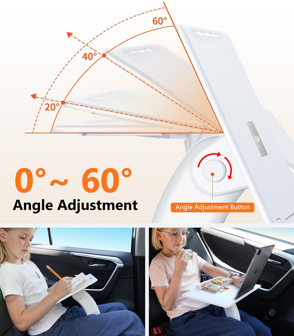 DICMKY car seat tray on rear seat with device slots for kids' entertainment