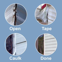 Dicor 351CSCL-1 clear sealant around RV compartments with UV resistance.