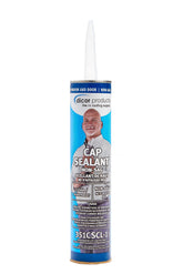 Dicor 351CSCL-1 clear cap sealant on RV windows for weather-resistant seals.