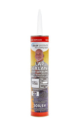 Dicor 501LSV-1 ivory self-leveling lap sealant applied to an RV roof seam for a watertight seal