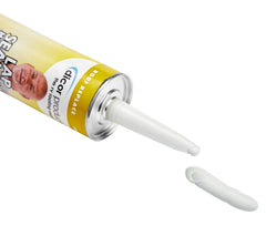 Dicor 551LSD-1 self-leveling sealant on an RV roof seam for even application.
