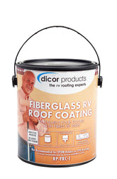 Dicor RP-FRC-1 white fiberglass roof coating applied to RV roof for a bright finish