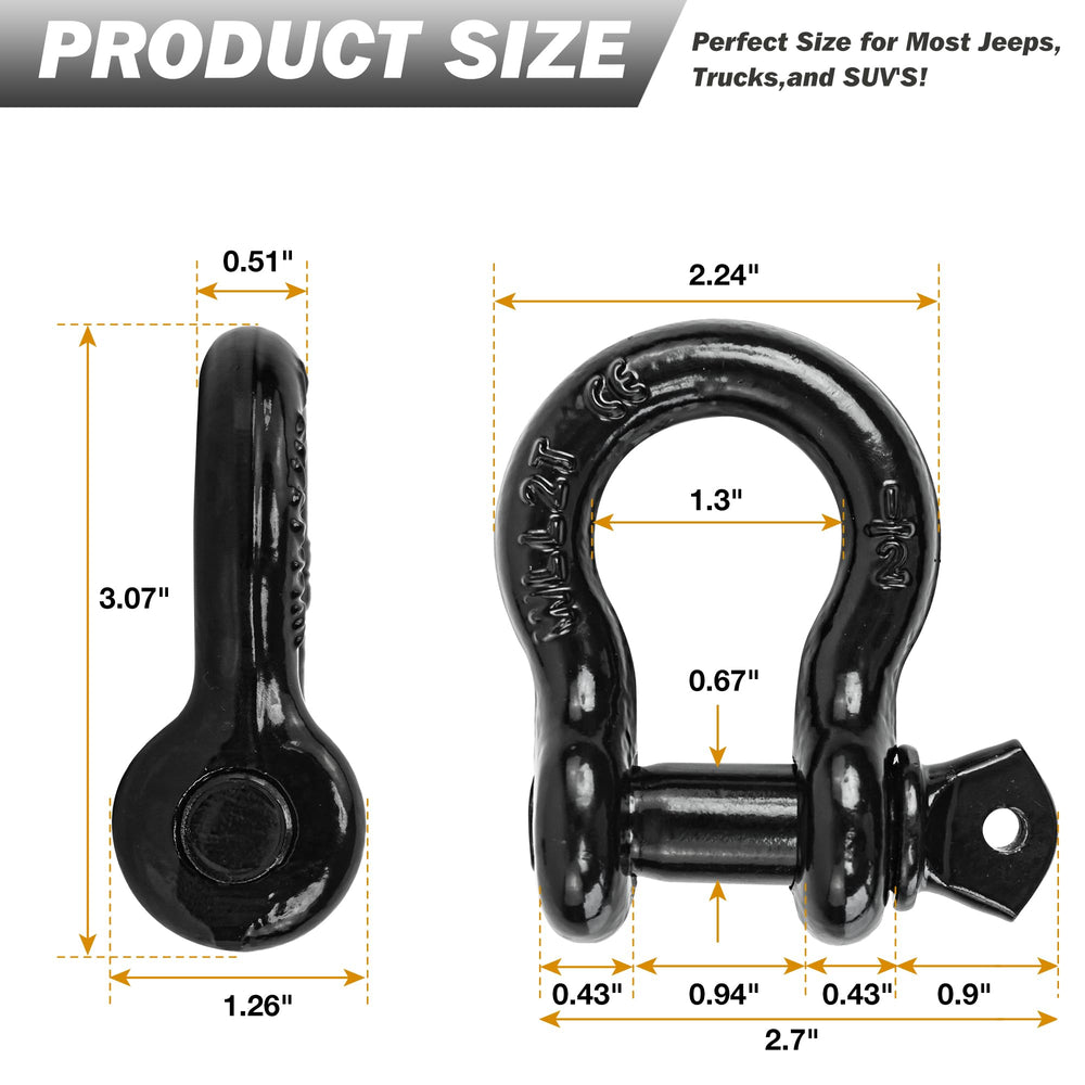 Digank D Ring Shackle black-coated finish resists wear.