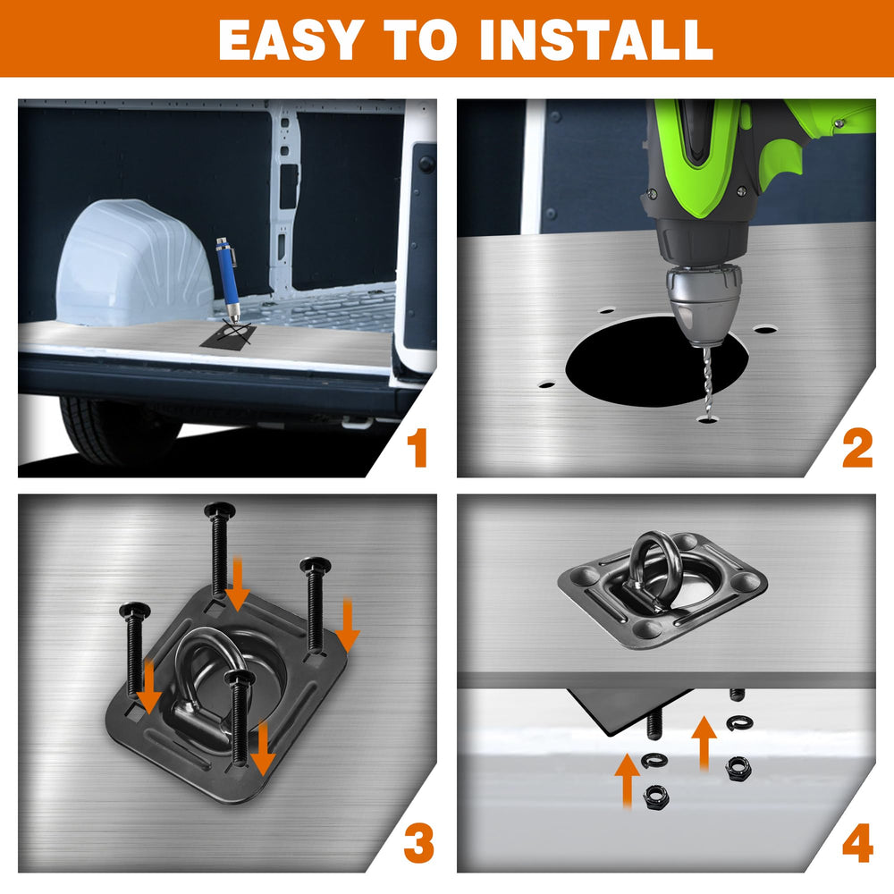 Digank flush mounted D ring lies flat when not in use