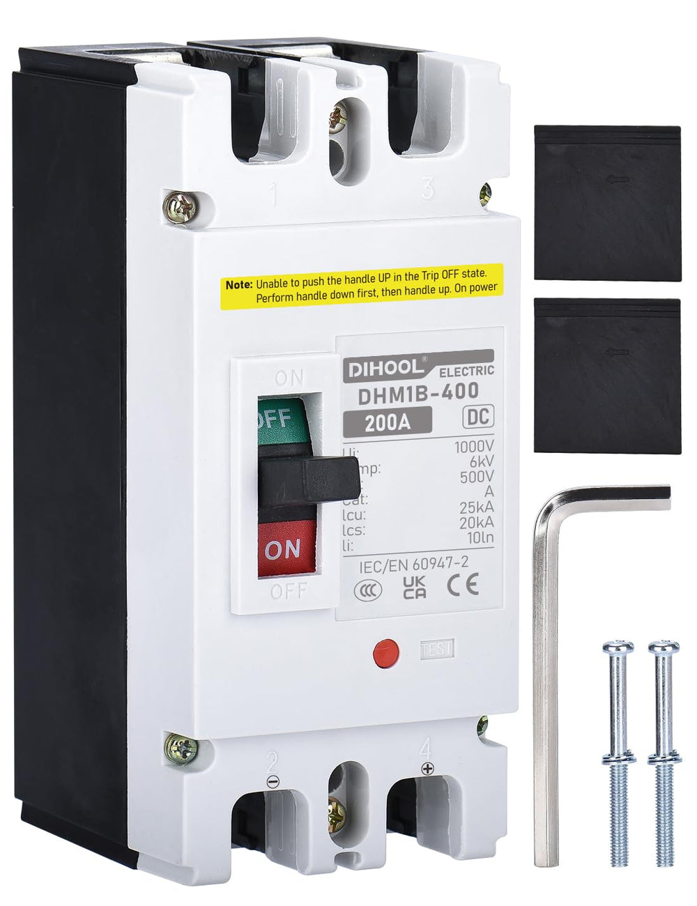 DIHOOL 200 Amp DC Breaker front view showing main power isolation capability