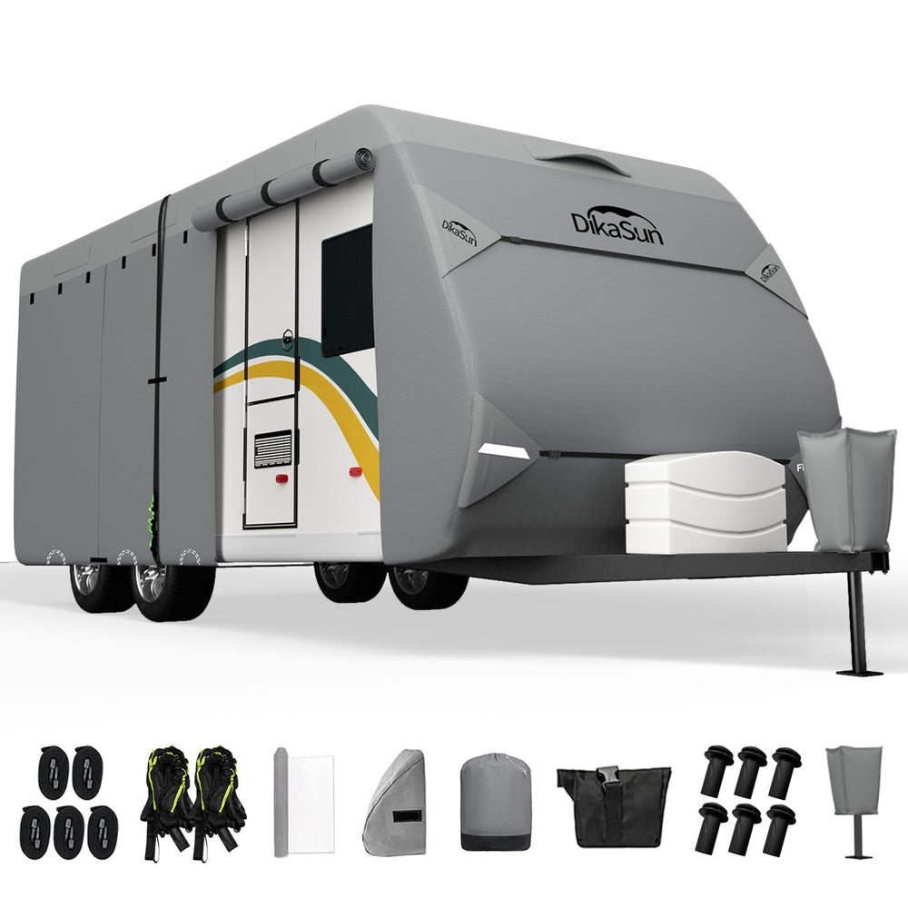 DikaSun RV Cover 7-layer top shields trailer from sun and debris