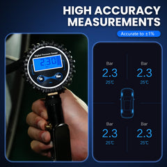 DIKTALK gauge showcases 0.1 PSI resolution for accurate pressure checks.