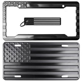 DillenCo American Flag license plate with embossed stars and stripes for bold road presence