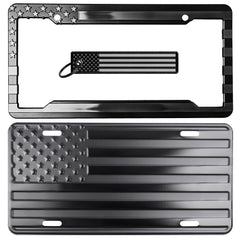 DillenCo American Flag license plate with embossed stars and stripes for bold road presence
