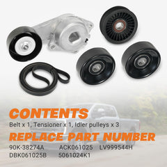 Dilomber serpentine belt included for a complete replacement experience.