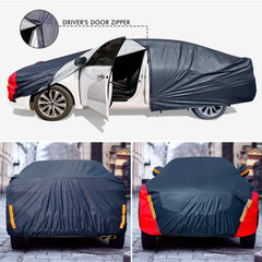 DINGHAO car cover with mirror pocket and zipper access.