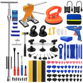 DIQDI 129pcs dent repair kit with glue gun for smooth paintless dent removal.