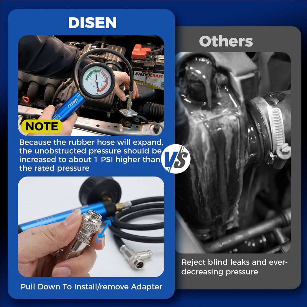 DISEN vacuum purge tool helps remove air pockets during coolant refills.