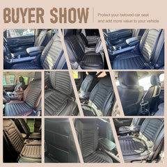 DISUTOGO black-red stitching seat cover adds bold accents to Ram interior.