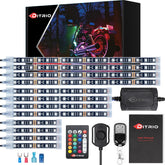 DITRIO M12r underglow LED strip kit boosts motorcycle visibility at night.