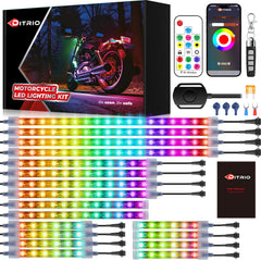 DITRIO underglow 18pcs front strip glows vibrant colors for nighttime visibility.