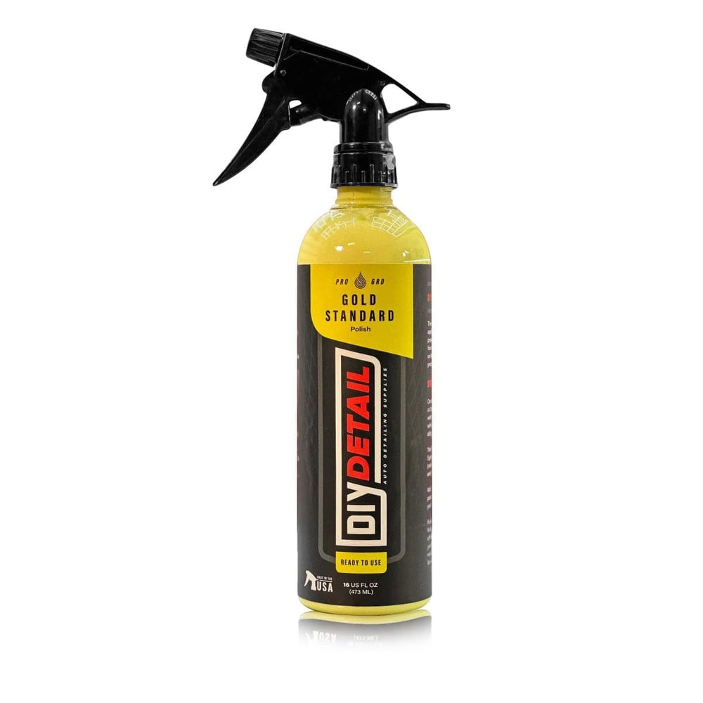 DIY Detail Gold Standard Polish spray application on glossy paint for a mirror-like finish