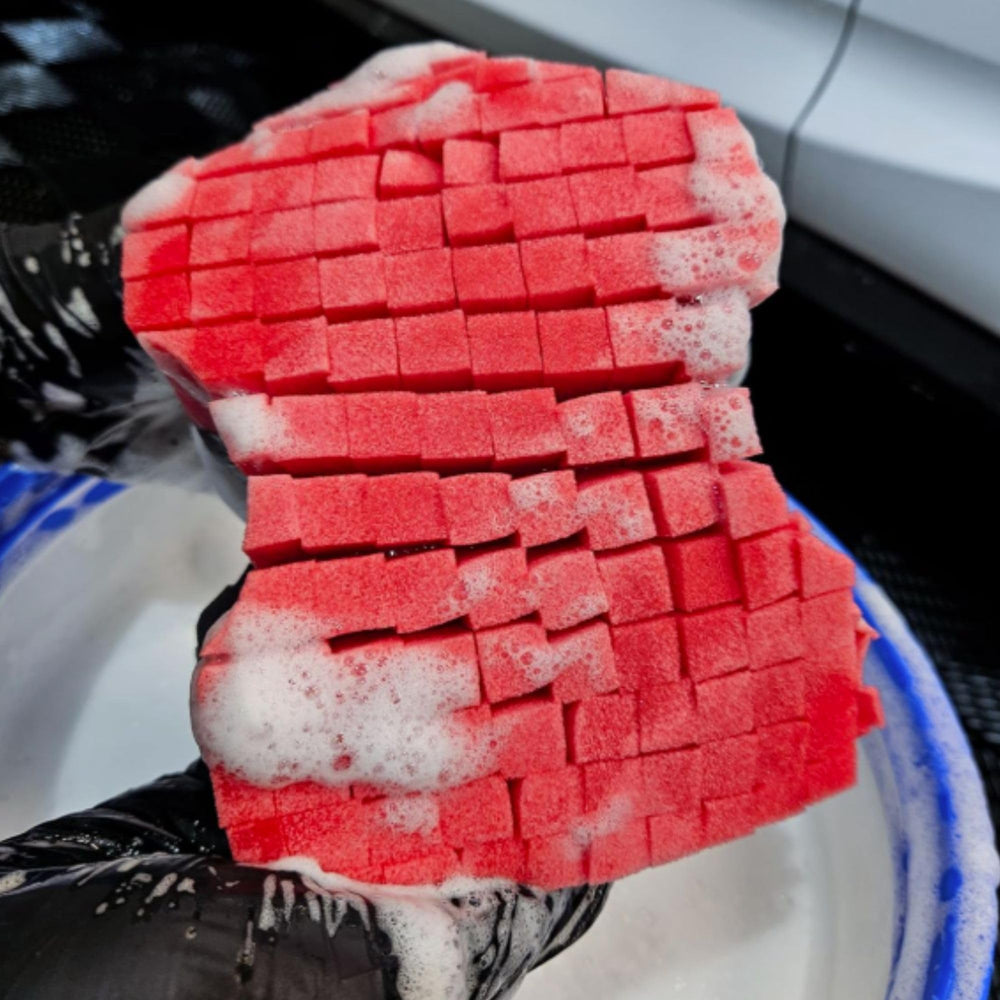 DIY Detail Legacy Sponge on-car use shows thorough, safe suds for showroom shine.