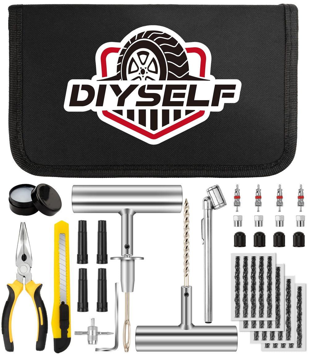 DIYSELF tire patch kit case: organized storage for emergency tire repairs on the road.