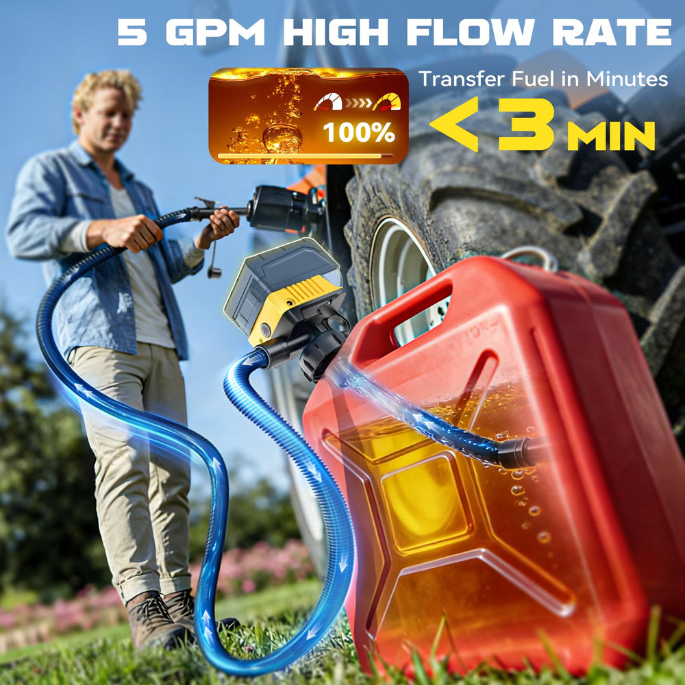 DIYtoolifz five-gpm flow for quick vehicle and equipment refueling.