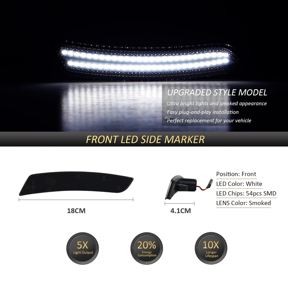 D-Lumina Camaro front right smoked side marker improves nighttime visibility