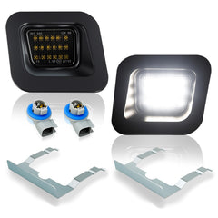 D-Lumina license plate light with smoked lens closeup, sleek design and brightness.