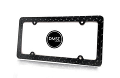 DMSE heavy-duty license frame with diamond plate finish for rugged look
