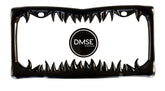 DMSE Universal shark-tooth license frame in black adds bold, durable edge to your vehicle.