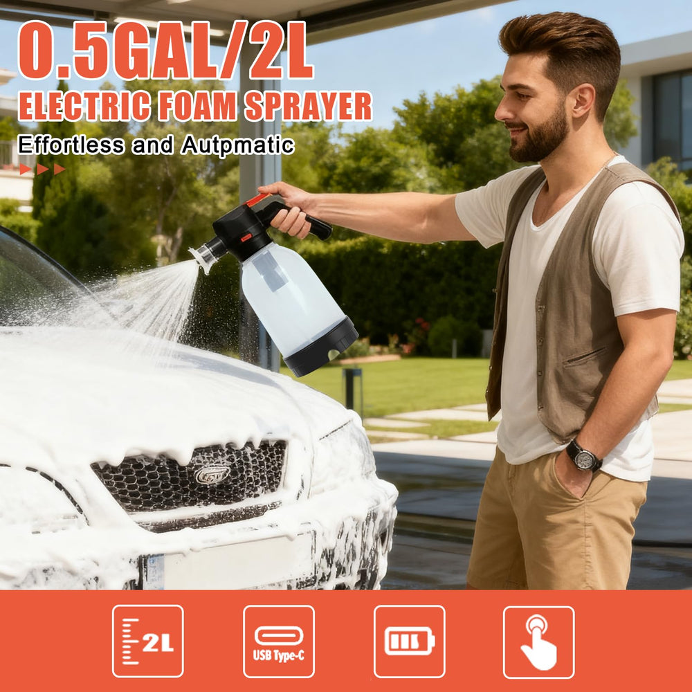 DMYNI ergonomic handle and 2-liter tank improve grip and capacity during detailing.