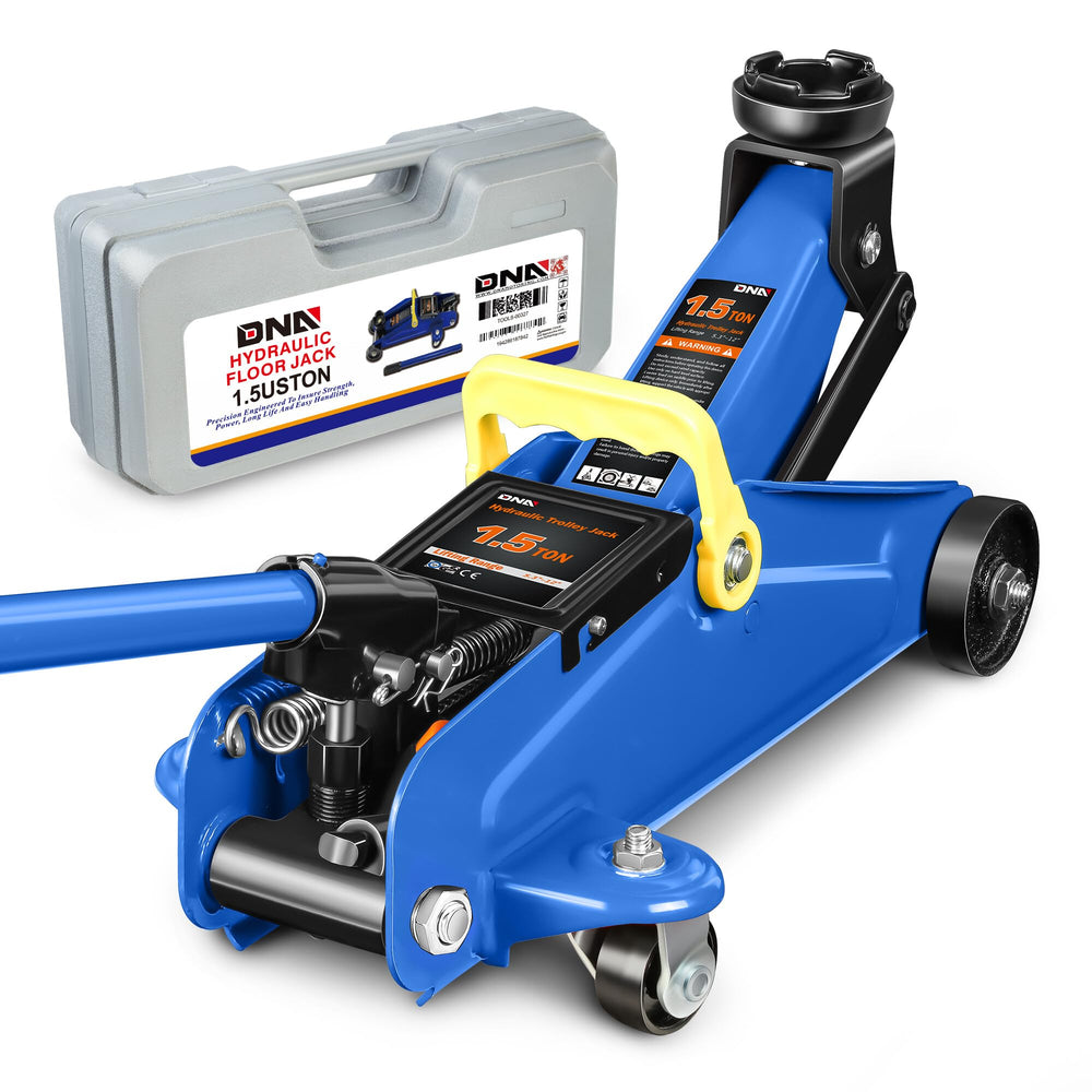 DNA Motoring 1.5 ton floor jack blue lifting up to 3000 lbs for vehicle maintenance