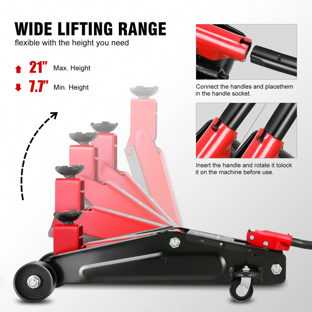 DNA Motoring 3 Ton Floor Jack saddle with rubber pad for stability and protection.