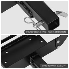 DNA Motoring cradle winch mount plate installed on a 2-inch hitch with pin included.