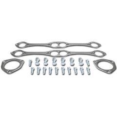 DNA Motoring GKTSET-SBC-SB aluminum exhaust gasket close-up showing durable graphite seal.