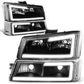 DNA Motoring HL-LB-CSIL03-BK-CL1 left headlight with black housing for Silverado improves night visibility
