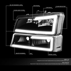 DNA Motoring HL-LB-CSIL03-BK-CL1 right headlight with black housing for Silverado enhances daytime style