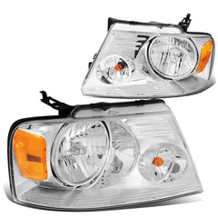 DNA Motoring HL-OH-F1504-CH-AM chrome amber headlight front view improves nighttime visibility