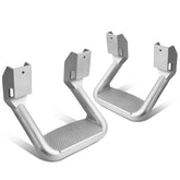 DNA MOTORING pair aluminum side hoop steps provide easy entry and sturdy support.