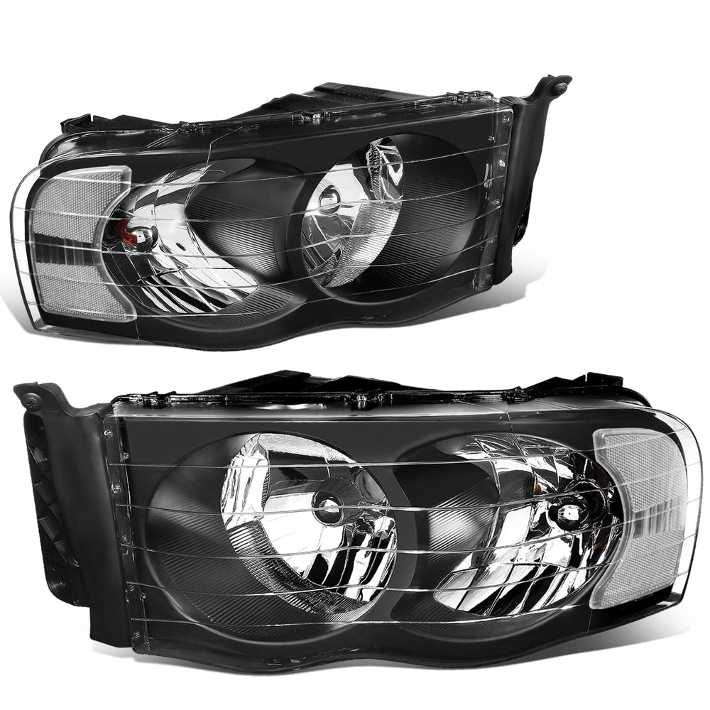 DNA MOTORING headlights front view for 02-05 Ram with enhanced visibility and style