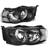 DNA MOTORING headlights front view for 02-05 Ram with enhanced visibility and style