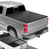 DNA Motoring roll-up tonneau cover on bed provides quick protection and easy access.