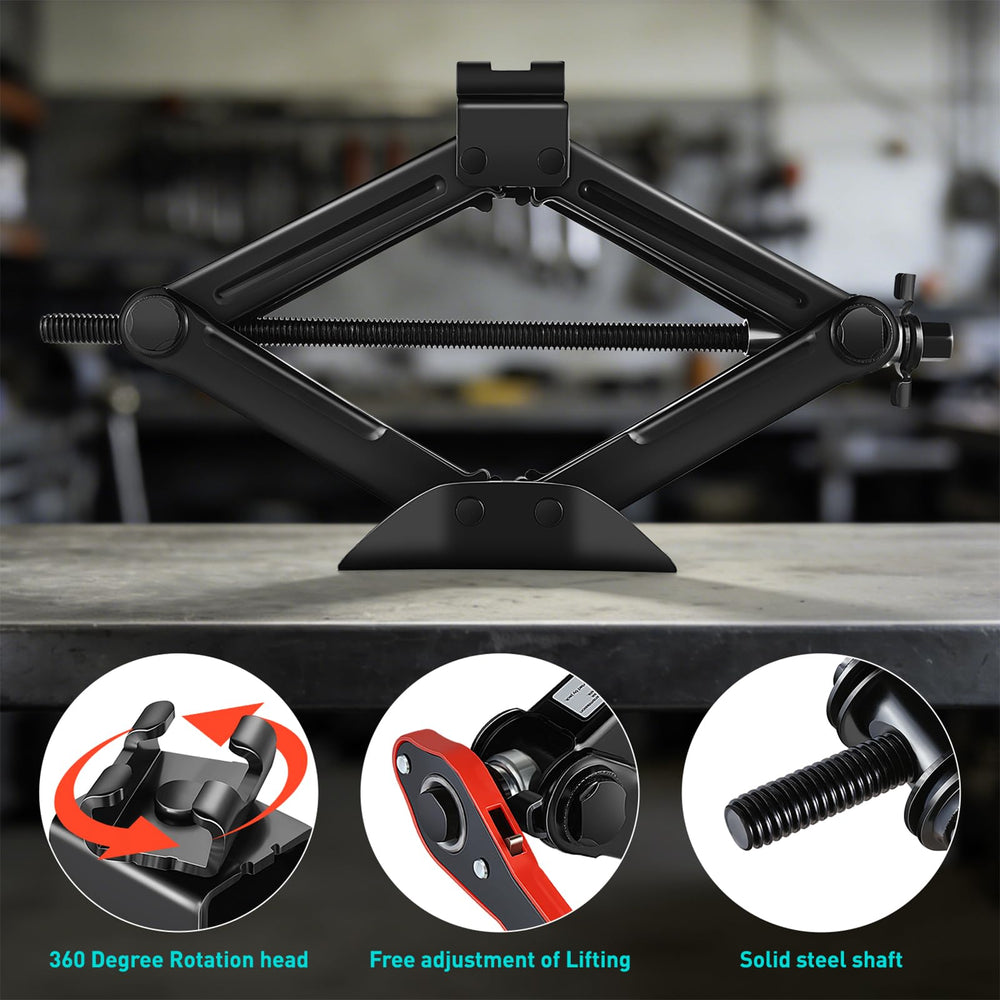 DNA Motoring scissor jack with easy-to-operate design for quick lifts.